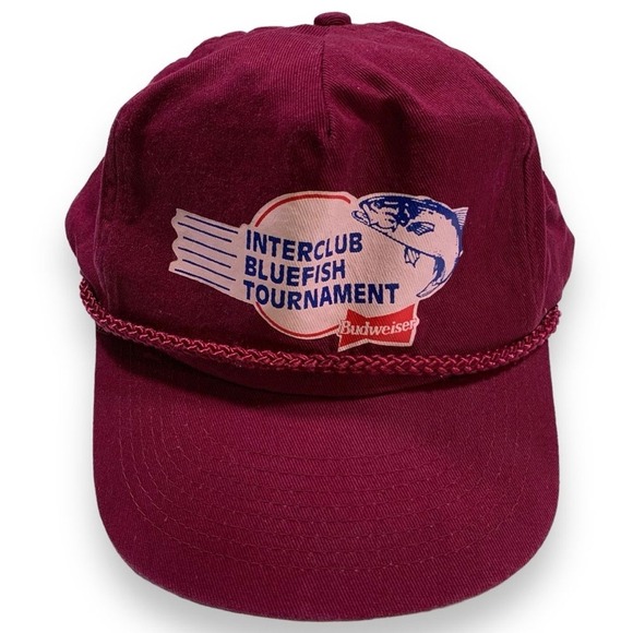 Toppers Other - Vintage Toppers Budweiser Rope Brim Snapback Hat Maroon Bluefish Tournament OSFA